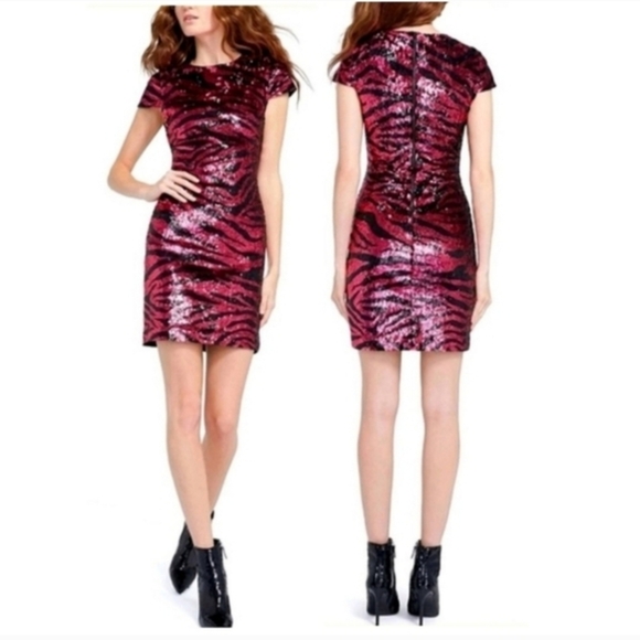 Alice + Olivia nat tiger print sequin mini dress Size 12 NWOT $695 - Picture 3 of 15